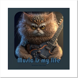 Music is My Life musician cat Posters and Art